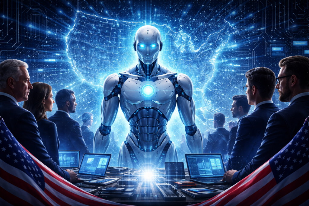 Who controls AI in America power map across government, contractors, and frontier AI firms