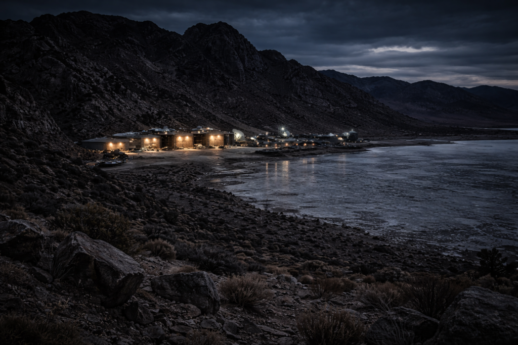 Hidden Military Base At Twilight
