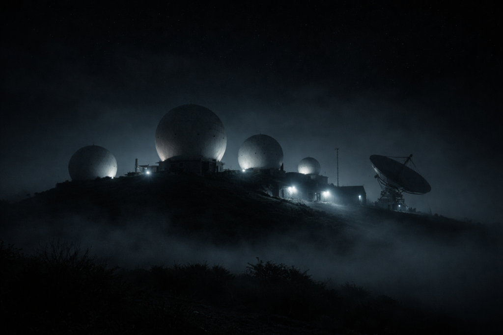 ECHELON hero image - a listening post representing global signals interception
