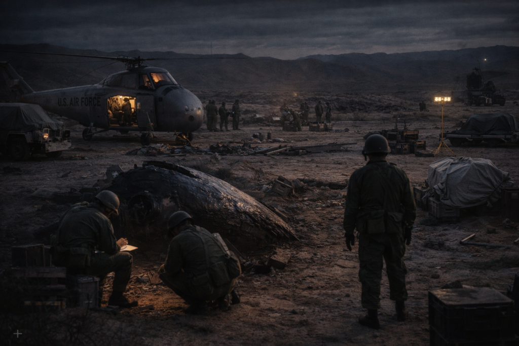 UFO Wreckage In The Desert At Dusk