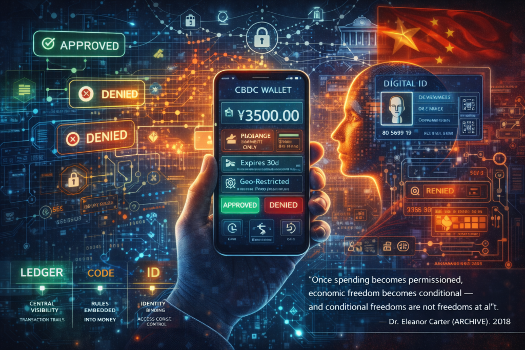 Smartphone showing a central bank digital currency wallet — Digital Control Grid archive lane